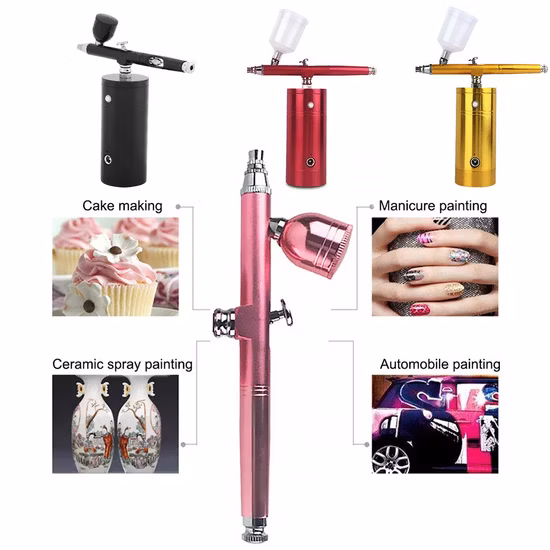 Dual Action 0,3 mm Mini-Luftkompressor-Set, Airbrush-Farbspritzpistole für Nagelkunst/Make-up/Malerei/Gesichtshaut-Auffrischungswerkzeug